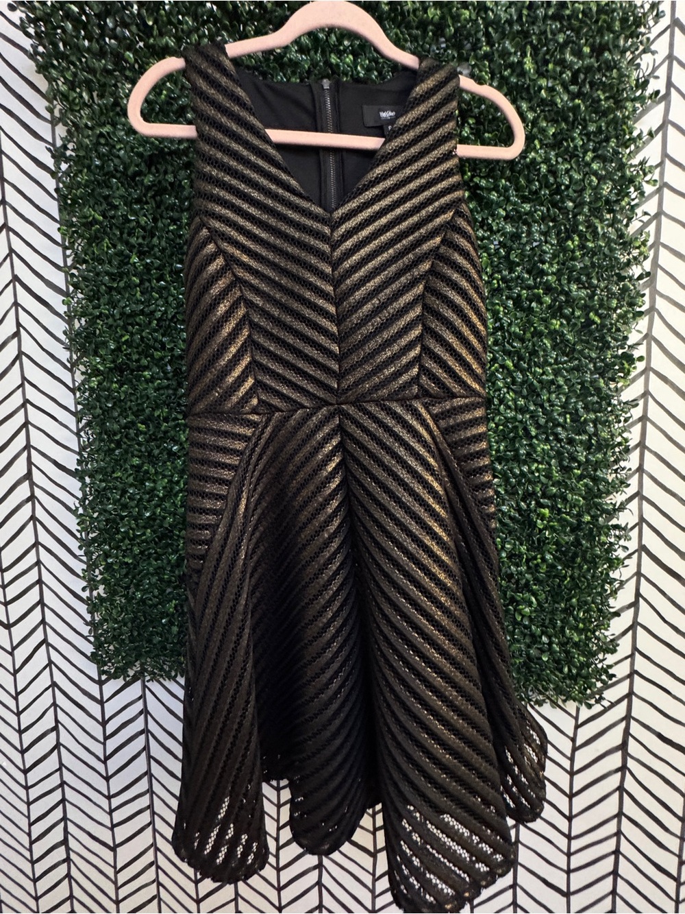 Mossimo Supply Co. Black and Gold Striped Fit & Flare Dress